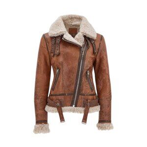 Women’s Shearling Brown Leather Jacket